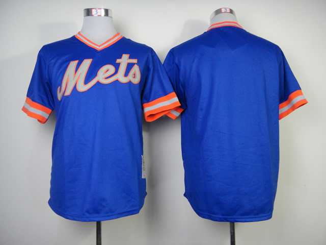 Men New York Mets Blank Blue Throwback 1983 MLB Jerseys